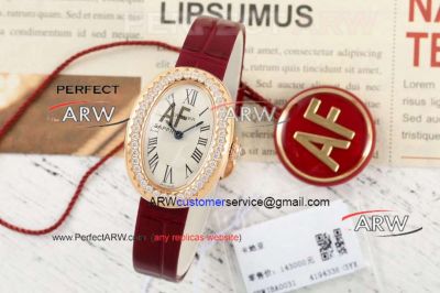 AF Clone Cartier Baignoire Swiss Quartz Rose Gold Silver Dial Diamond Bezel 